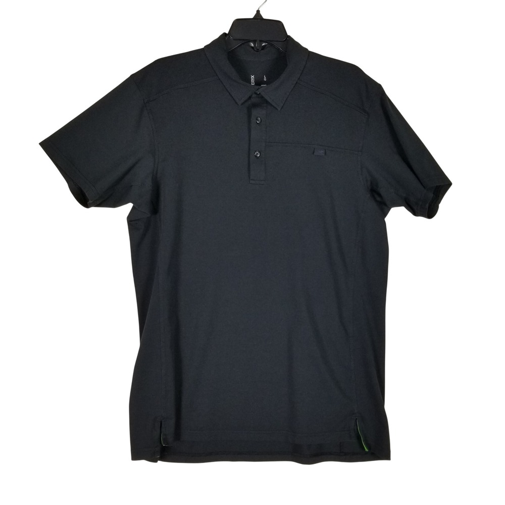 Arc'teryx Polo Shirt Mens Large Black Short Sleeve Cotton Blend Stretch Logo